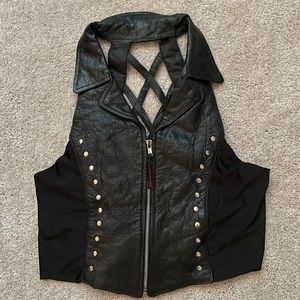 Biker leather vest